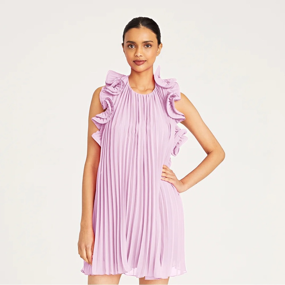AMUR Lilac Pleated Mimi Dress